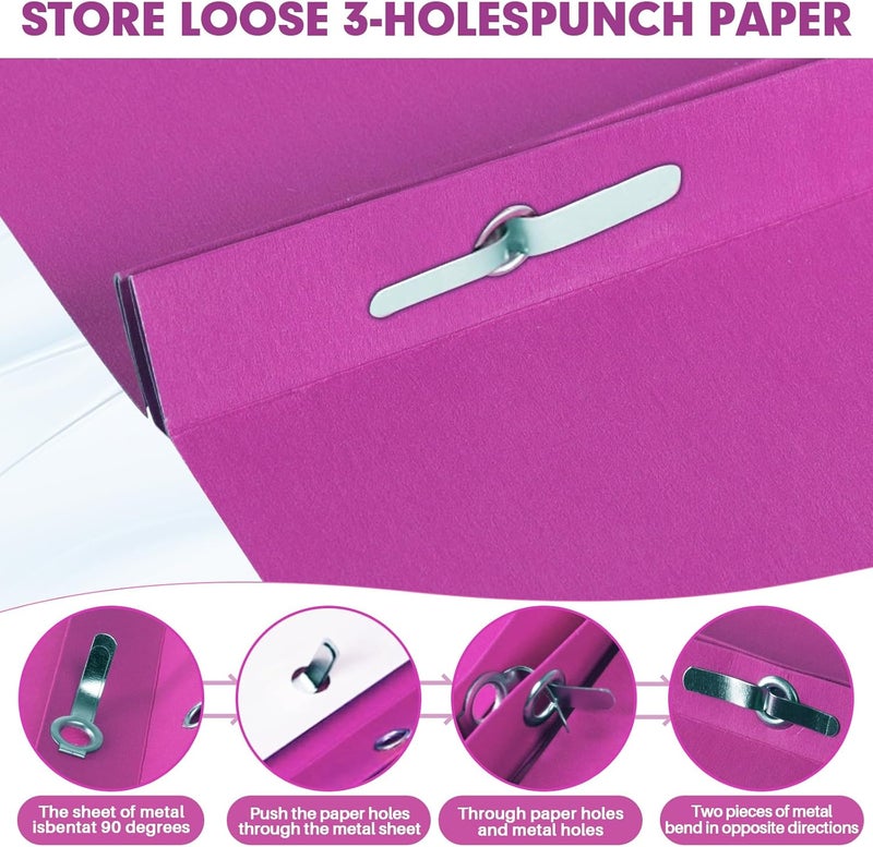 RAZCC Two Pocket Folders, 75 Pack Two Pocket Folders with Prongs, 3 Prong Folders Fit Letter Size Paper, Pocket File Folders for School Office Home Business, Rose Purple - Image 4
